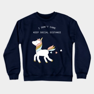 Unicorn - keep social distance - white text Crewneck Sweatshirt